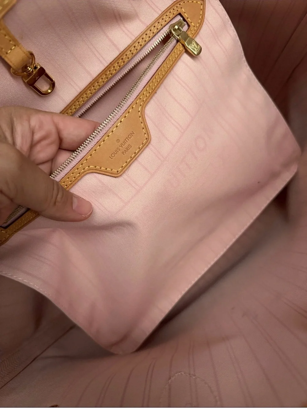 Louis Vuitton Damier Azur Canvas Tote with Vachetta Leather Handles